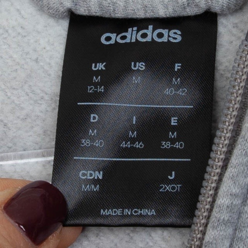 Adidas Womens Grey Full Zip Athletic Hoodie with White Stripes Size M Fleece Gym - Picture 5 of 9
